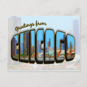 Vintage Style Chicago-Stadtlandschaft Postkarte