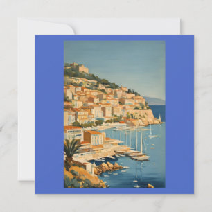 Vintage Style Côte d'Azur Französische Reise Aquar Karte