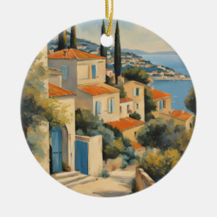 Vintage Style Côte d'Azur Französische Reise Aquar Keramik Ornament