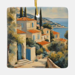 Vintage Style Côte d'Azur Französische Reise Aquar Keramikornament