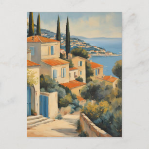 Vintage Style Côte d'Azur Französische Reise Aquar Postkarte