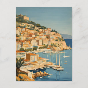Vintage Style Côte d'Azur Französische Reise Aquar Postkarte
