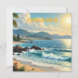 Vintage Style Côte d'Azur Französische Reise Feiertagskarte