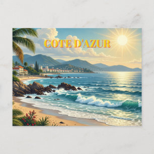 Vintage Style Côte d'Azur Französische Reise Feiertagspostkarte