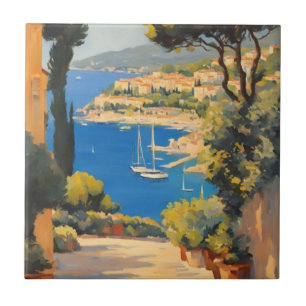 Vintage Style Côte d'Azur Französische Reise Maler Fliese