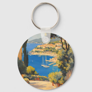 Vintage Style Côte d'Azur Französische Reise Maler Schlüsselanhänger