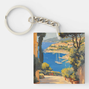 Vintage Style Côte d'Azur Französische Reise Maler Schlüsselanhänger