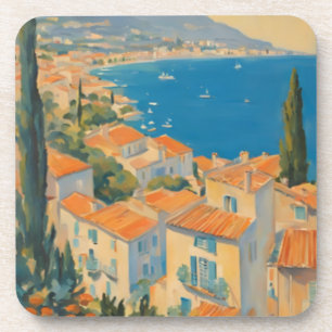 Vintage Style Côte d'Azur Französische Reise Wasse Getränkeuntersetzer