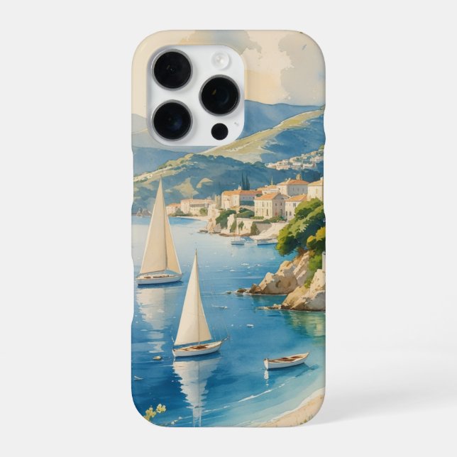 Vintage Style Cote D'Azur French Travel  iPhone Hülle (Rückseite)