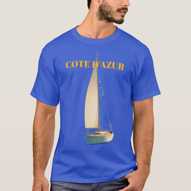 Vintage Style Cote D'Azur French Travel  T-Shirt (Vorderseite)