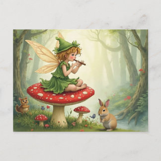 Vintage Style Fairy Tale Flautist Postkarte