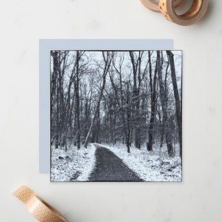 Vintage Style Foto Wanderweg im Winter Mitteilungskarte