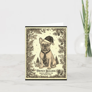 Vintage Style Französische Bulldogge Weihnachtskar Karte