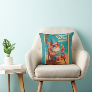 Vintage Style Gnom Strand Urlaub Design Kissen
