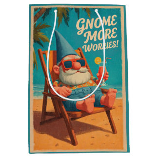 Vintage Style Gnom Strand Urlaub Design Mittlere Geschenktüte