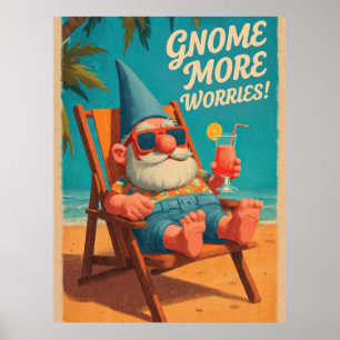 Vintage Style Gnom Strand Urlaub Design Poster