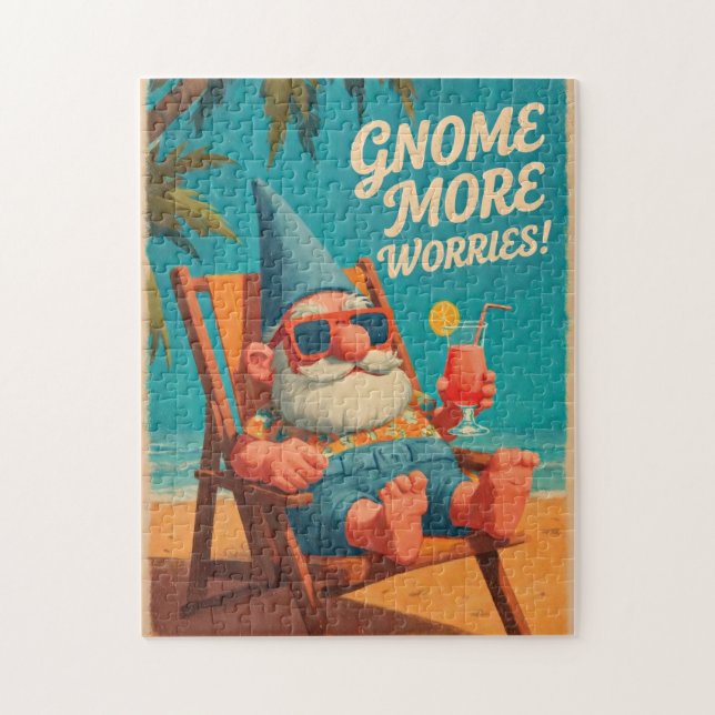 Vintage Style Gnom Strand Urlaub Design Puzzle (Vertikal)
