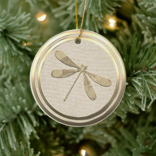 Vintage Style Gold Libelle Keramik-Ornament Keramik Ornament
