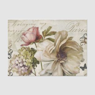Vintage Style Große Blumen mit Schrift Hintergrund Seidenpapier