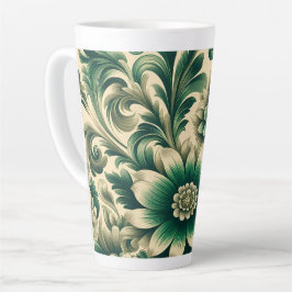 Vintage Style Grüne Blumige Latte-Mug 12 & 17 oz Milchtasse