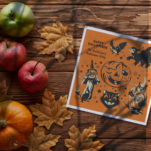 Vintage Style Halloween-Grafiken personalisiert Serviette