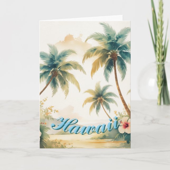 Vintage Style Hawaii Reise Honolulu Karte (Vorderseite)