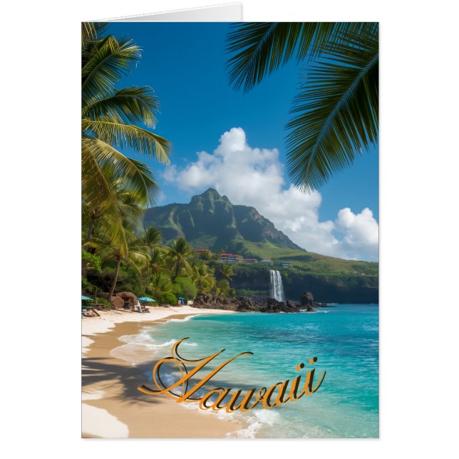 Vintage Style Hawaiian Blue Sea Palms Travel Card (Vorne)