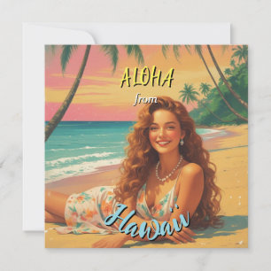 Vintage Style Hawaiian Reise Aloha aus Hawaii Feiertagskarte