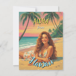 Vintage Style Hawaiian Reise Aloha aus Hawaii Postkarte