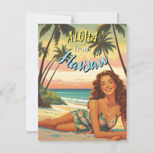 Vintage Style Hawaiian Reise Aloha aus Hawaii Postkarte