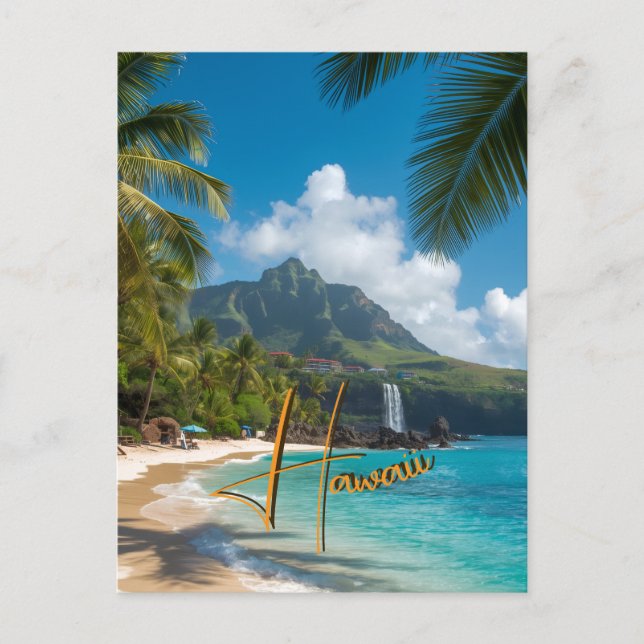 Vintage Style Hawaiian Travel Coast Blue Sea Postkarte (Vorderseite)