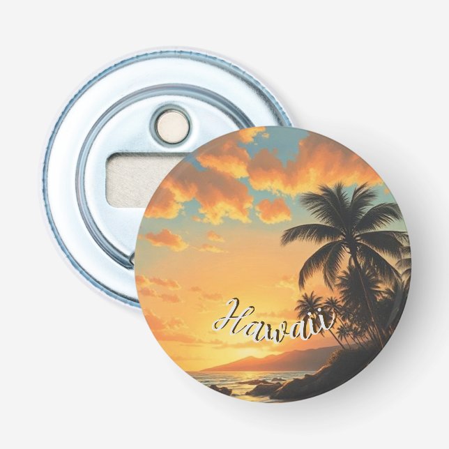 Vintage Style Hawaiian Travel Coast Sea Sunset Flaschenöffner (Vorderseite)
