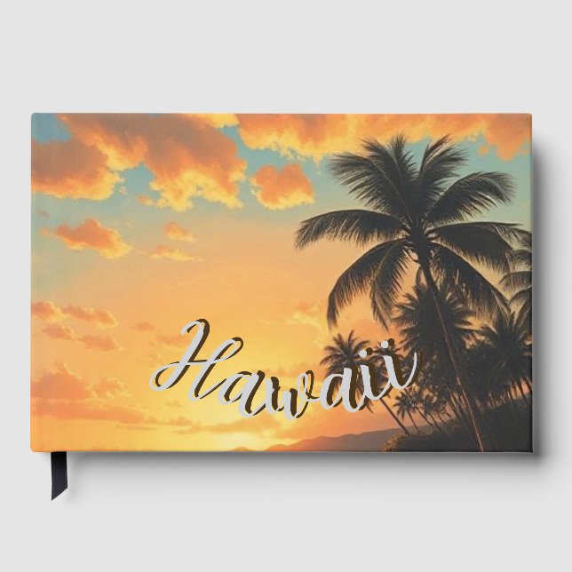 Vintage Style Hawaiian Travel Coast Sea Sunset Gästebuch (Vorderseite)