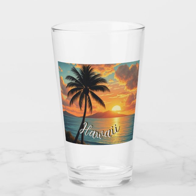 Vintage Style Hawaiian Travel Coast Sea Sunset Glas (Vorderseite)