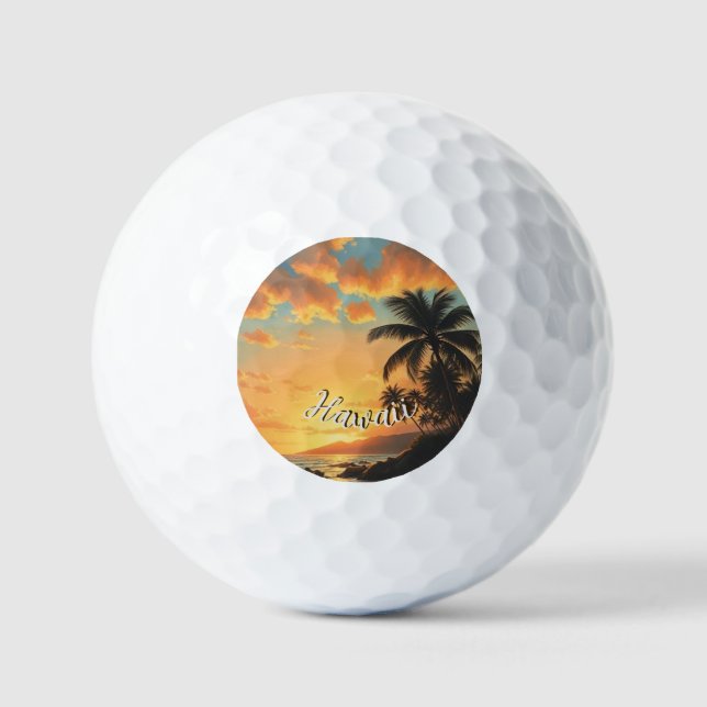 Vintage Style Hawaiian Travel Coast Sea Sunset Golfball (Vorderseite)