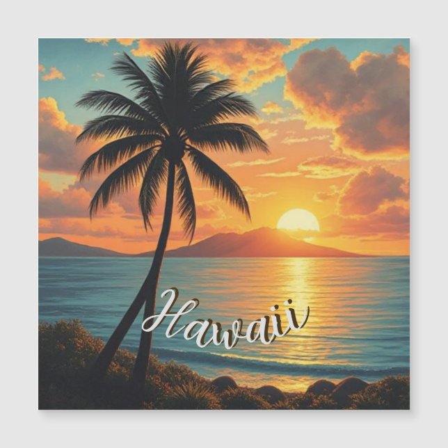 Vintage Style Hawaiian Travel Coast Sea Sunset Magnetkarte (Vorderseite)