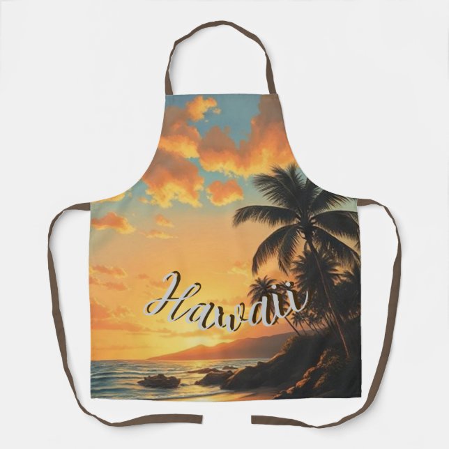 Vintage Style Hawaiian Travel Coast Sea Sunset Schürze (Vorderseite)