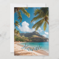 Vintage Style Hawaiianischer Blauer Meer Palmen Hi
