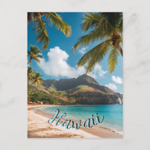 Vintage Style Hawaiianischer Blauer Meer Palmen Hi Postkarte