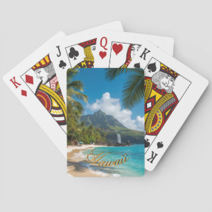 Vintage Style Hawaiianischer Blauer Meer Palmen Hi Spielkarten
