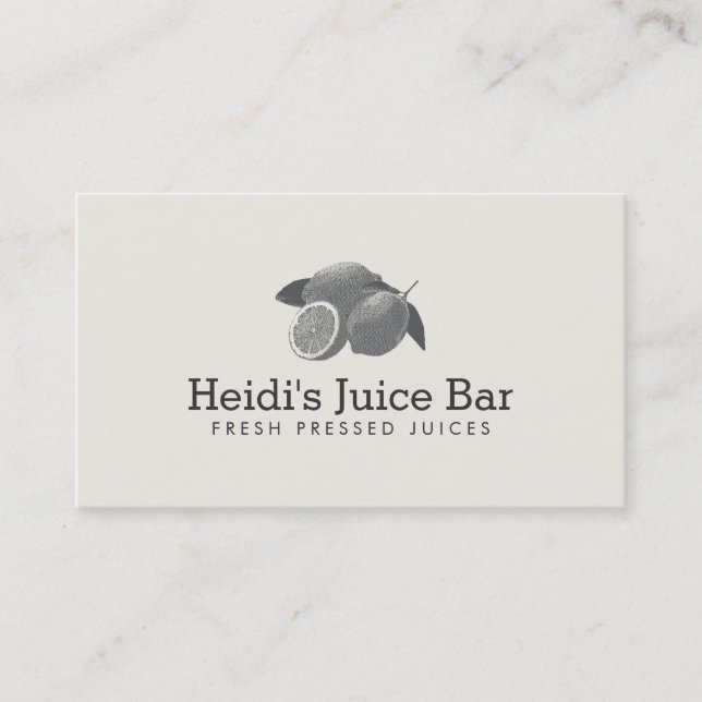 Vintage Style Illustration von Zitronen über Elfen Visitenkarte (Vorderseite)