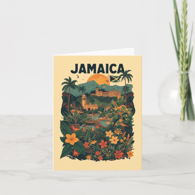 Vintage Style Jamaica Travel Illustration Karte (Vorderseite)