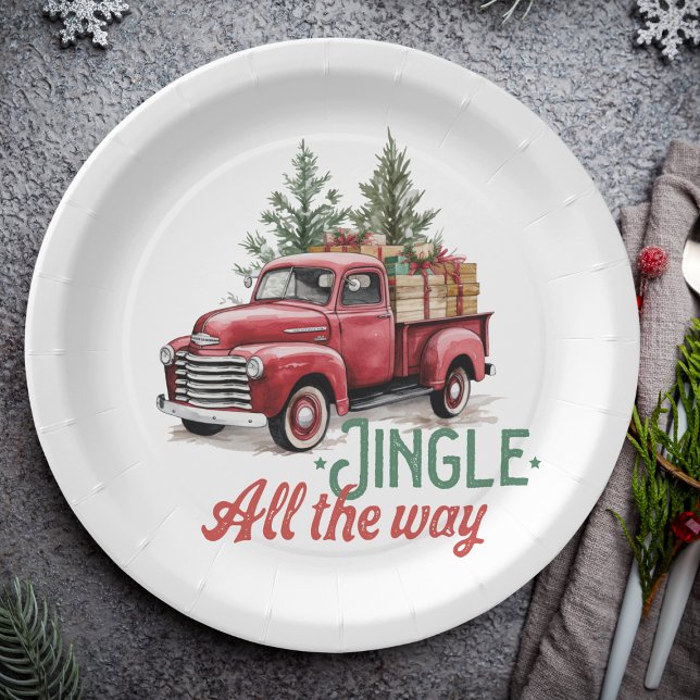 Vintage Style Jingle All The Way Christmas Pappteller (Von Creator hochgeladen)
