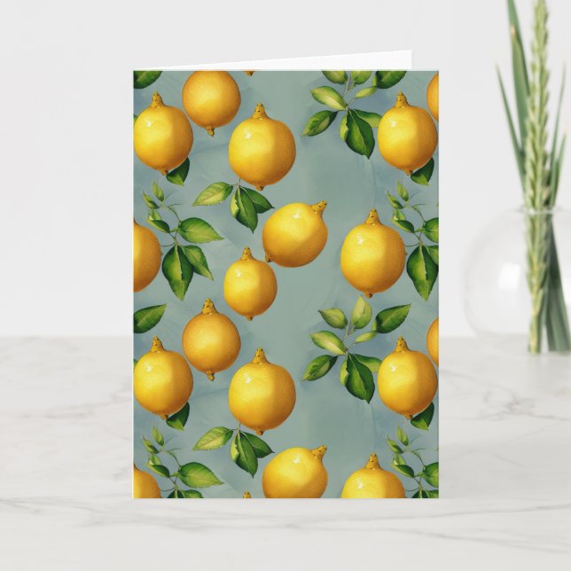 Vintage Style Lemons Pattern Wallpaper Art Karte (Vorderseite)