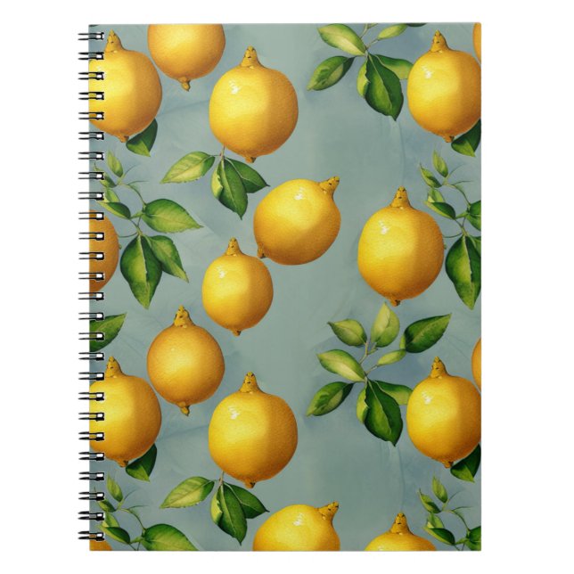 Vintage Style Lemons Pattern Wallpaper Art Notizblock (Vorderseite)