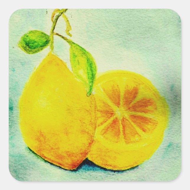Vintage Style Lemons Quadratischer Aufkleber (Vorderseite)