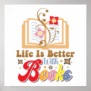 Vintage-Style-Lese- und Bibliotheksgrafik Poster
