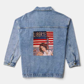 Vintage Style Liberté-Porträt mit amerikanischer F Jeansjacke