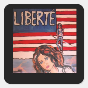 Vintage Style Liberté-Porträt mit amerikanischer F Quadratischer Aufkleber