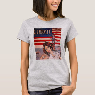 Vintage Style Liberté-Porträt mit amerikanischer F T-Shirt